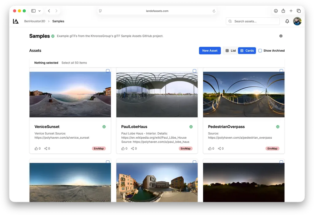 Environment map listing